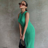 Robe en tricot sans manches à col rond Soleil